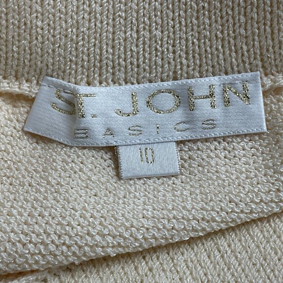 St. John Two-Piece Women's Beige Knitted Tank Top & Skirt Set Sleeveless Sz 8/10 - Picture 10 of 12